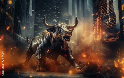 Financial stock market bull market concept illustration,created with Generative AI tecnology. 