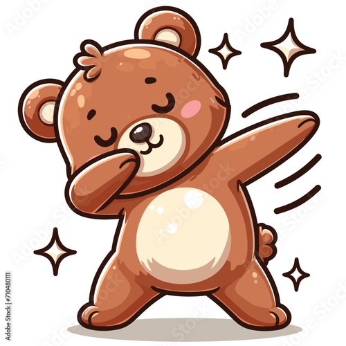 Bear dabbing pose cartoon illustration flat background