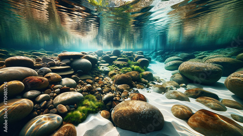 Underwater image of clear stream  background material