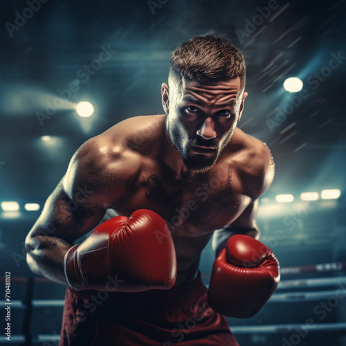 Emotional strong man boxers in dynamic action in boxing ring und © Andrii IURLOV