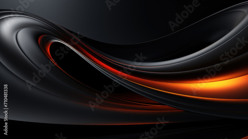 Black abstract background with orange linie as wallpaper background illustration 