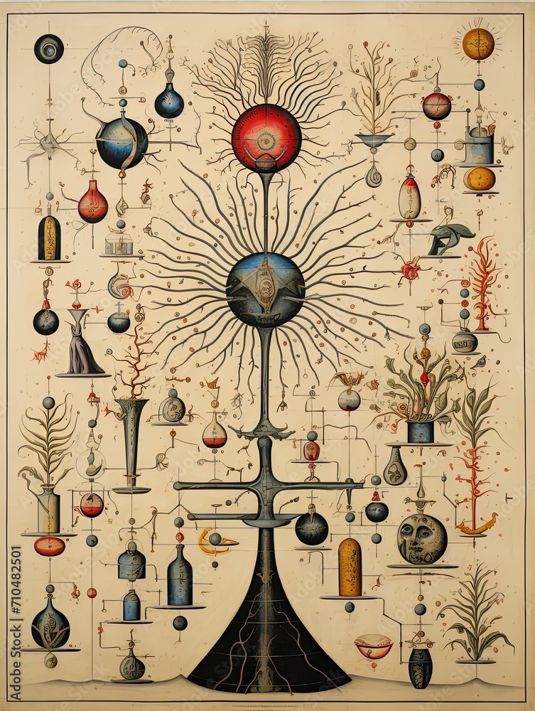 Esoteric Transformations: Alchemical Diagrams Wall Art Collection Stock ...