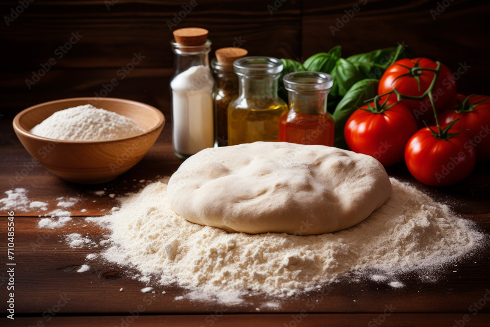 Masa e ingredientes para pizza.