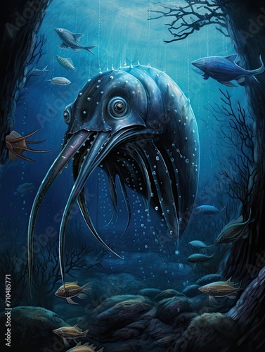 Deep Sea Wonders: Dazzling Marine Life Wall Art with Eerie Deep Sea Creatures