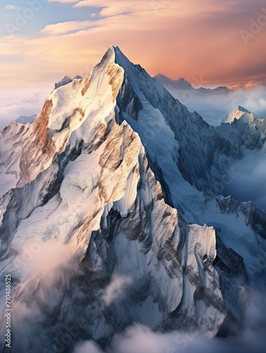 Majestic Alpine Mountains: Stunning Drone Photography for Wall Art