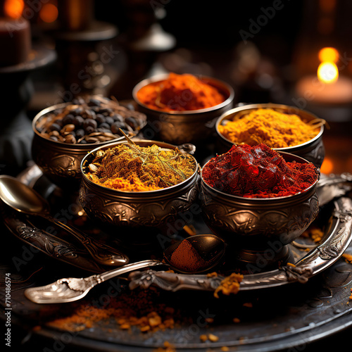 A vibrant collection of aromatic spices, essential for culinary adventures, displayed in a stylish kitchen setting, promising a burst of flavor in every dish. Explore the diverse world of seasonings 