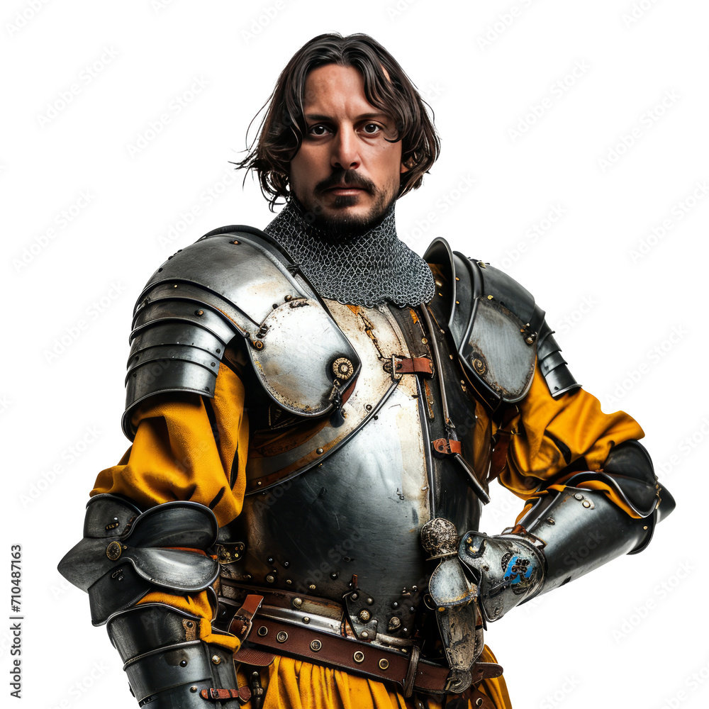 Fototapeta premium medieval knight with sword, cut out - stock png.
