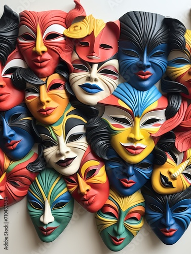Festival Masks Wall Art  Faces of Celebration