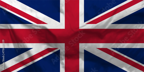 Flag of the United Kingdom, fabric Britain flag, flag of England in PNG isolated on transparent background. Proportion 1:2