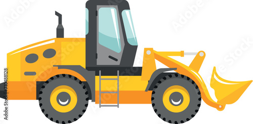 Wheel Loader Icon in Flat Style. Vector Illustration