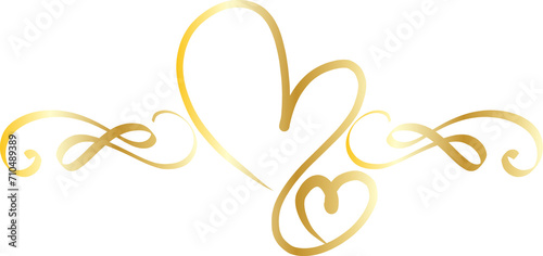 Gold decorative calligraphic elements for decoration illustration on transparent background.