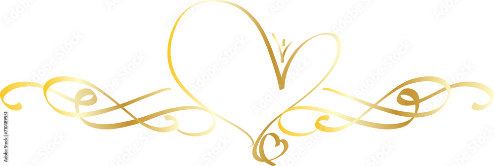 Gold decorative calligraphic elements for decoration illustration on transparent background. Gold decorative calligraphic elements for decoration illustration on transparent background.