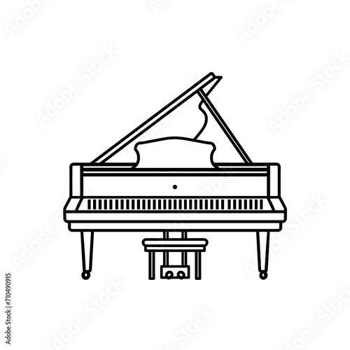 a black and white drawing of a piano