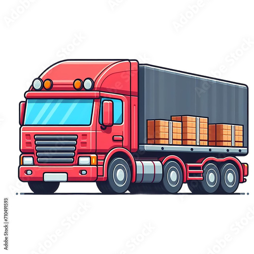 Transportation truck isolated on PNG background photo