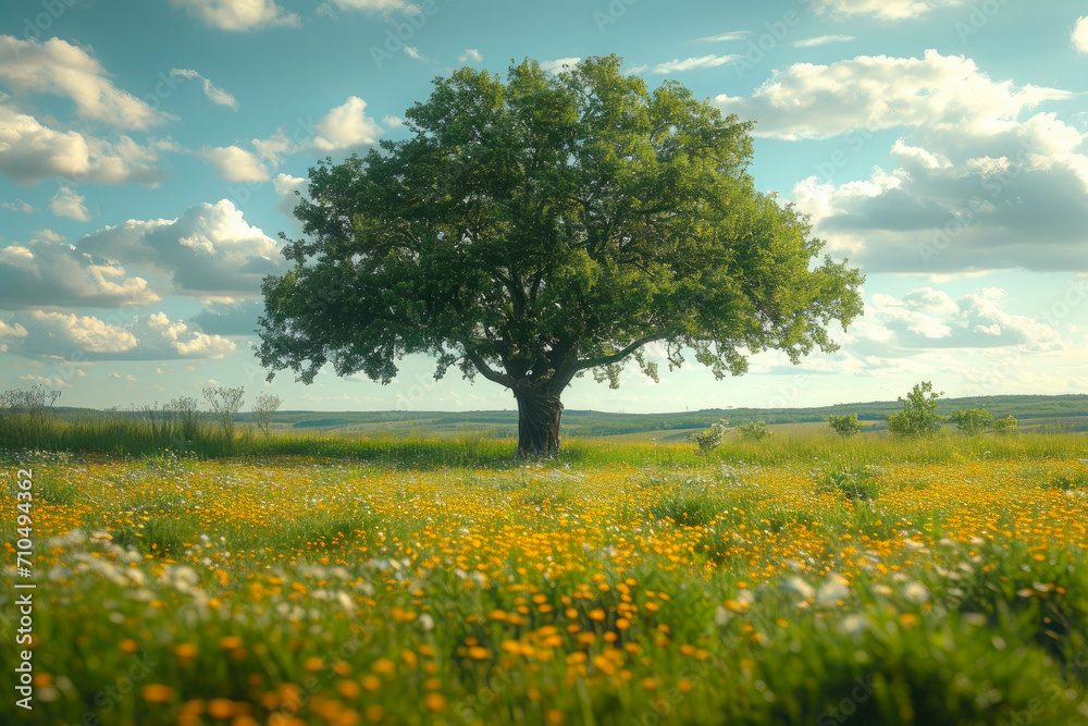 Nature's Ballet: Swaying Tree in a Field