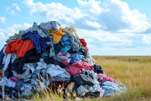 The Symbolism Of Waste: Clothes Stacked In Landfill