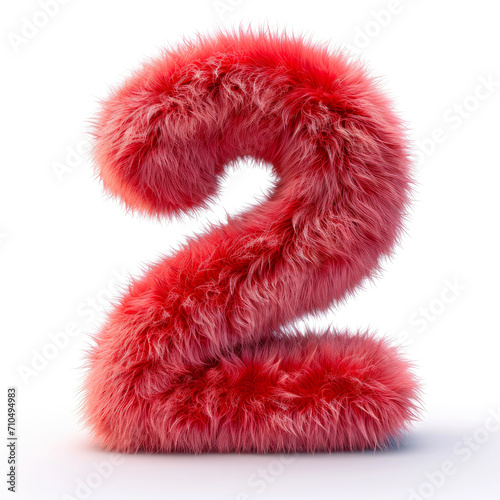 Whimsical Red: Number Two's Fuzzy Elegance