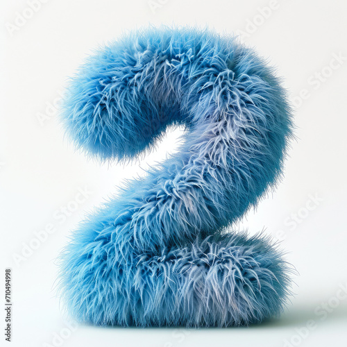 Adorable Blue Two  Furry Charm on White