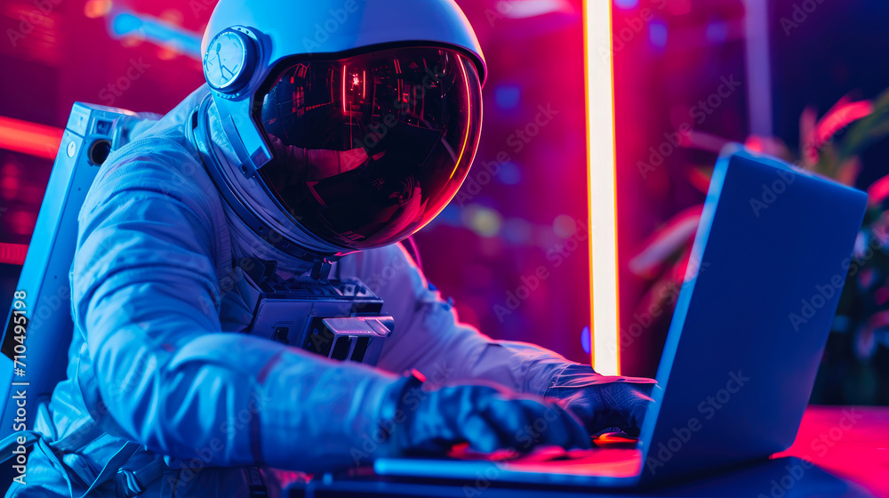 Orbital Productivity: Astronaut Engaged with Technology