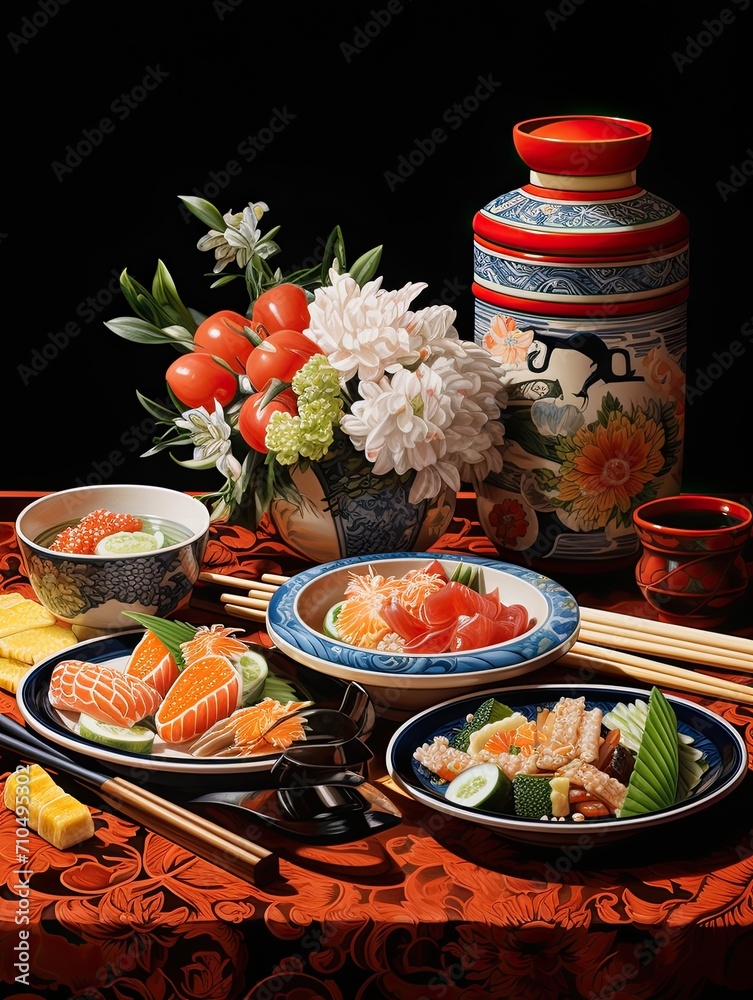 Tantalizing Sushi Platters: Japanese Cuisine Wall Prints