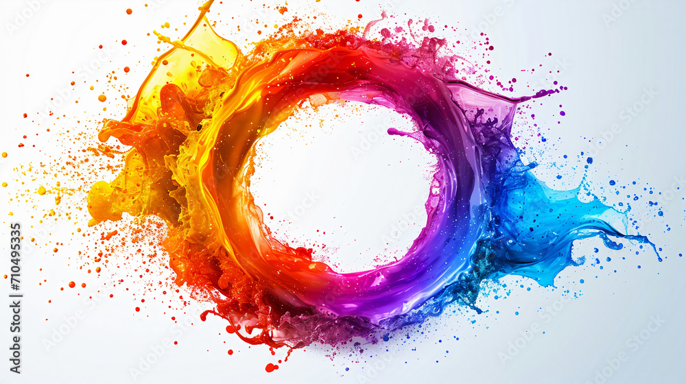 A splash of paint in a circle, the color of the rainbow. Abstract background. Generative AI
A splash of paint in a circle, the color of the rainbow. Abstract background. Generative AI