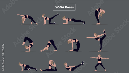 Set of Yoga Poses Illustration