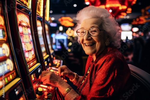 Concept of casino games poker slots free spins chips cards dice players las vegas Generative AI picture