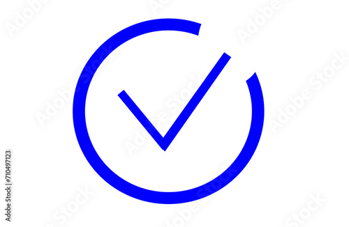 blue circle with a blue check mark on a white background,