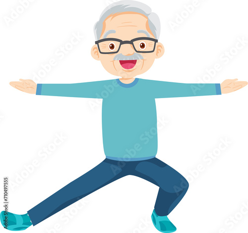 elderly man on exercise. grandfather actions to move the body healthy