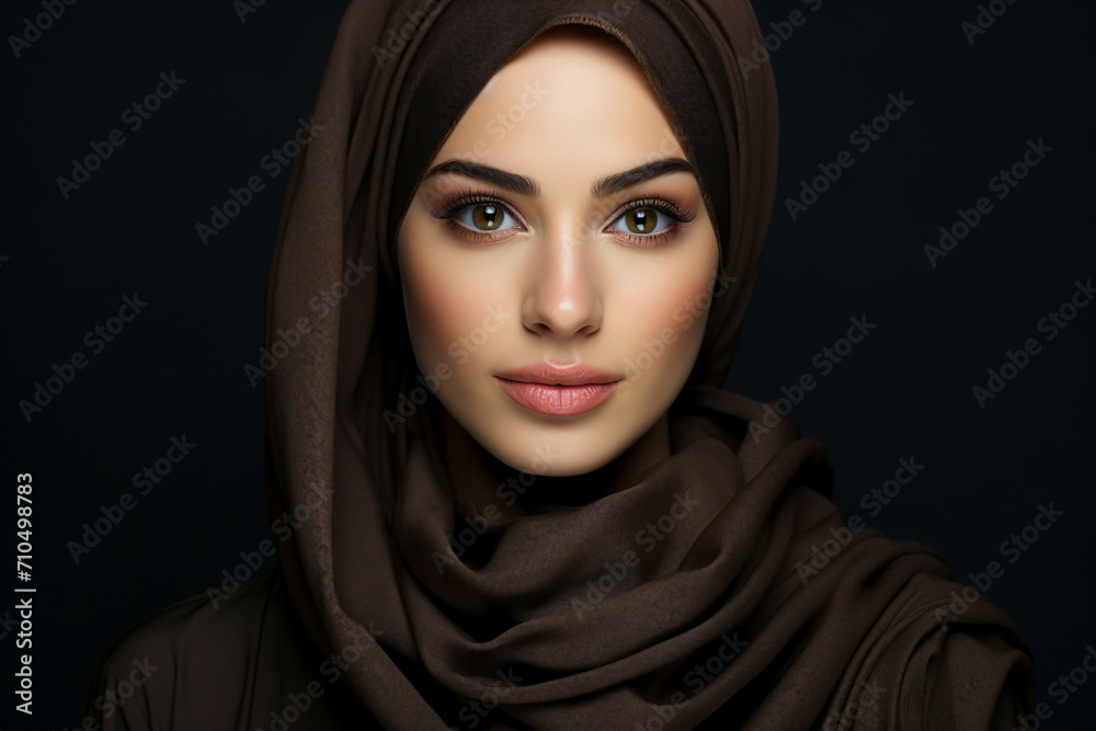 Generative AI technology conceptual picture Young confident arabian asian muslim woman in abaya hijab Generative AI technology conceptual picture Young confident arabian asian muslim woman in abaya hijab