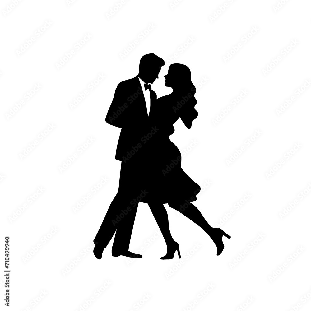 a silhouette of a man and woman dancing