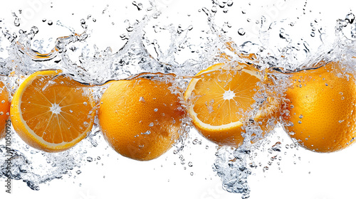 Set of Orange fruit with splashed water  transparency background 