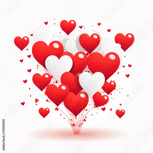 Valentine day heart shape  many big and small hearts. Love illustration