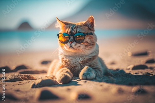 cat on the beach photo