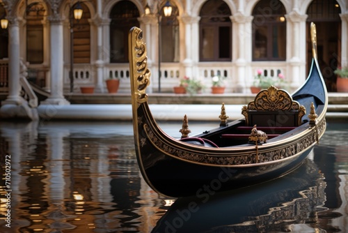 Traditional gondola boats on the Grand Canal on a sunny morning. © MR. Motu
