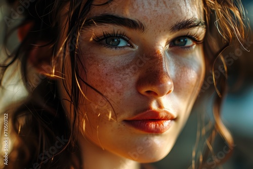 Beauty portrait of a young woman with natural makeup.