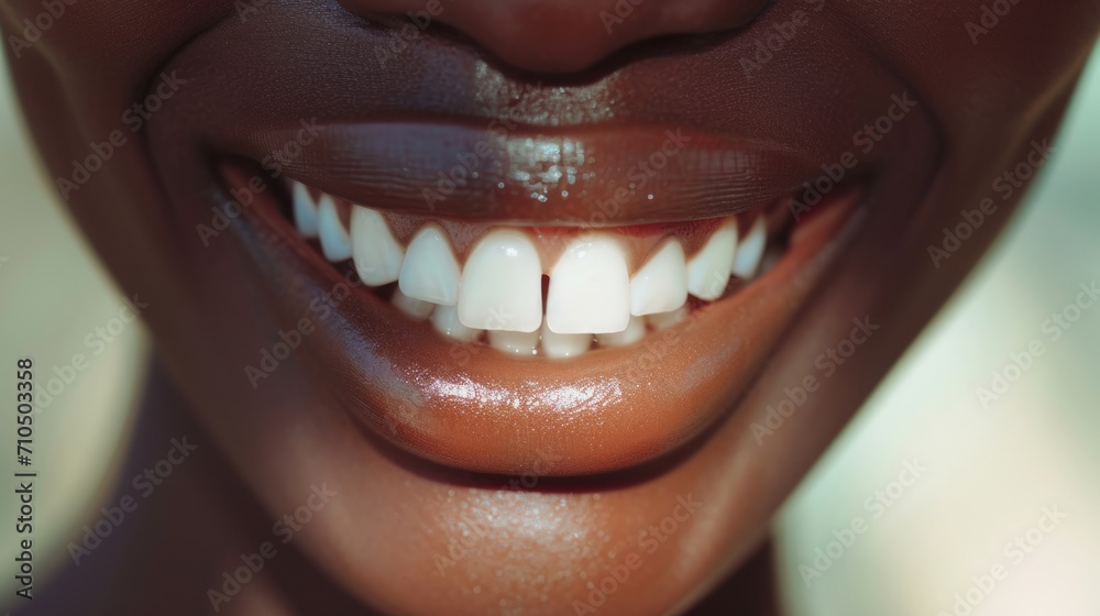 Closeup smile with beautiful teeth. Man's smile