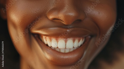 Closeup smile with beautiful teeth. Smiling woman