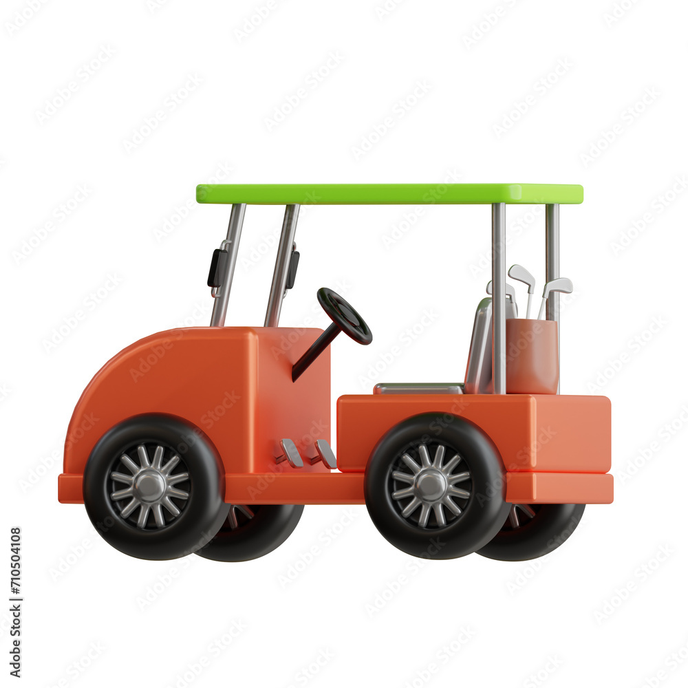 3D Golf Cart Model Options for the Modern Golfer. 3d illustration, 3d element, 3d rendering. 3d visualization isolated on a transparent background