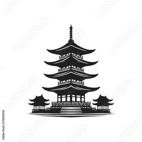 Awe-Inspiring Pagoda Silhouettes Journey: Tailored Stock Series - Chinese Pagoda Vector Stock - Chinese New Year Silhouette 