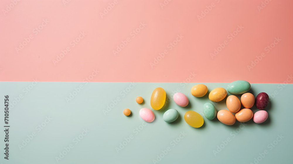 Festive treats for Easter in a minimalist style and pastel colors. generative ai Festive treats for Easter in a minimalist style and pastel colors. generative ai