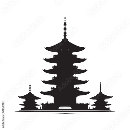 Oriental Pagoda Elegance Rediscovered: Captivating for Stock Enthusiasts - Chinese New Year Silhouette - Chinese Pagoda Vector Stock 
