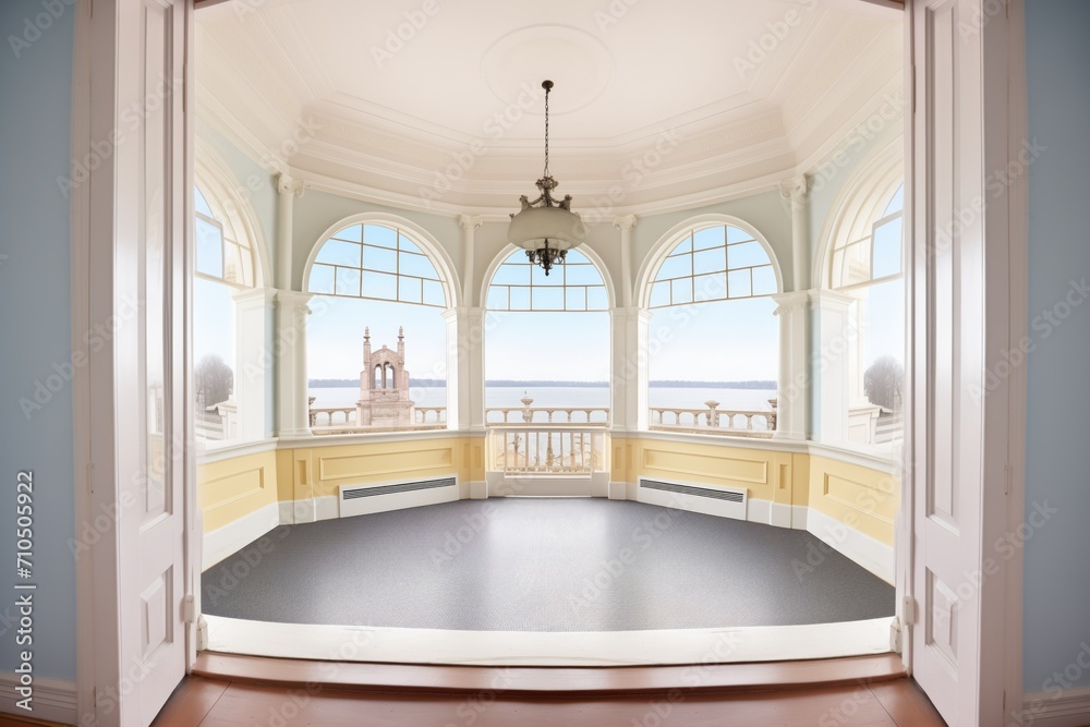 interior shot of a belvedere with panoramic windows in an italianate residence - obrazy, fototapety, plakaty 