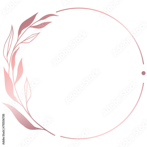 Rose gold floral circle line frame border