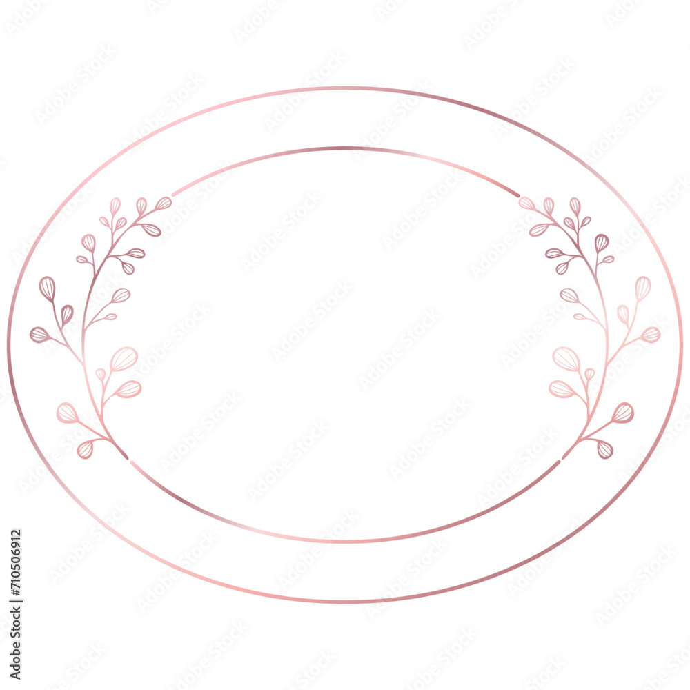 Rose gold floral circle line frame border