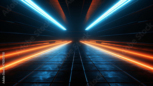 Neon Blue Orange Sci Fi Futuristic Brick Laser Led