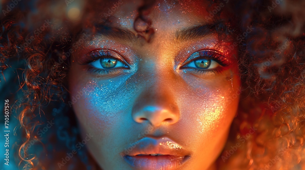 a black girl with long hair, in the style of vibrant, high-energy imagery, low-angle, high resolution, explosive pigmentation, afro-caribbean influence, photo, uhd image