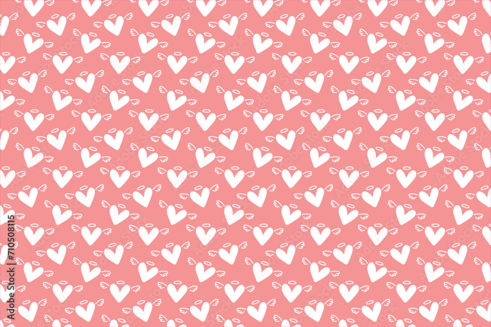 st valentines day vector seamless pattern with hearts. pink and white repetitive pattern with angel hearts. girlish baby newborn background st valentines day vector seamless pattern with hearts. pink and white repetitive pattern with angel hearts. girlish baby newborn background
