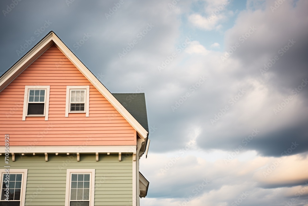 saltbox profile against a stormy cloud background