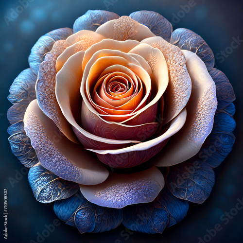 Rose on blue background